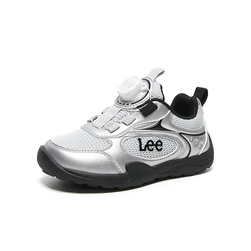 Детские кроссовки из синтетической кожи Lee, Silver Black — фото 4