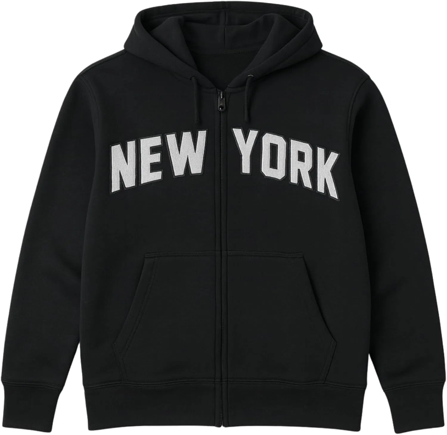 Утеплённое худи на молнии New York, чёрный