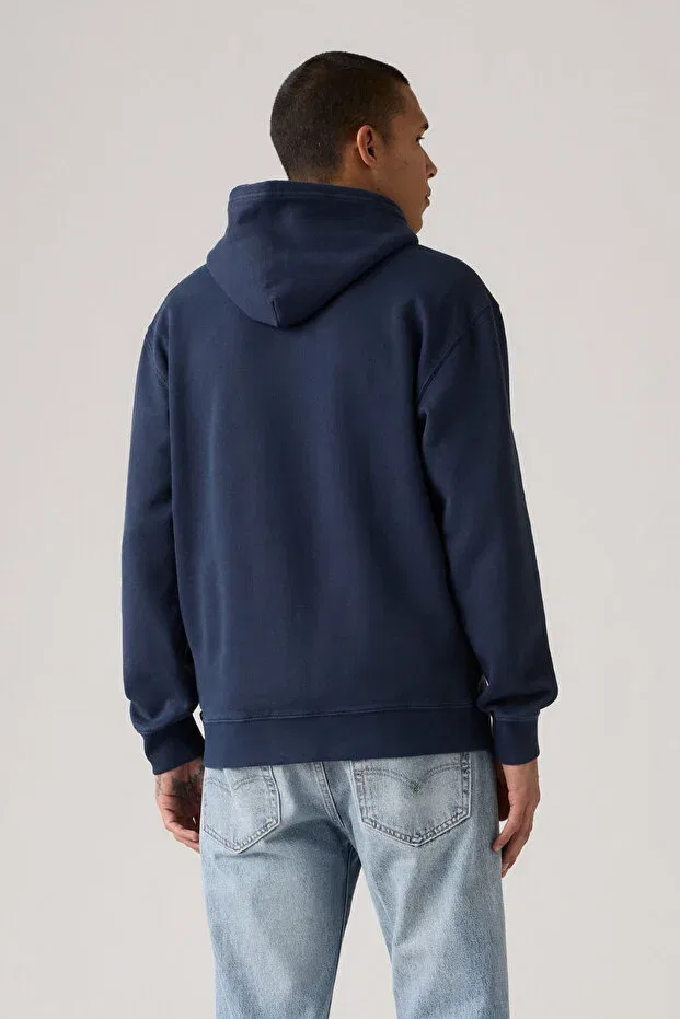 Мужские свитшот с капюшоном хлопковый Levi's, Navy Blue — фото 2