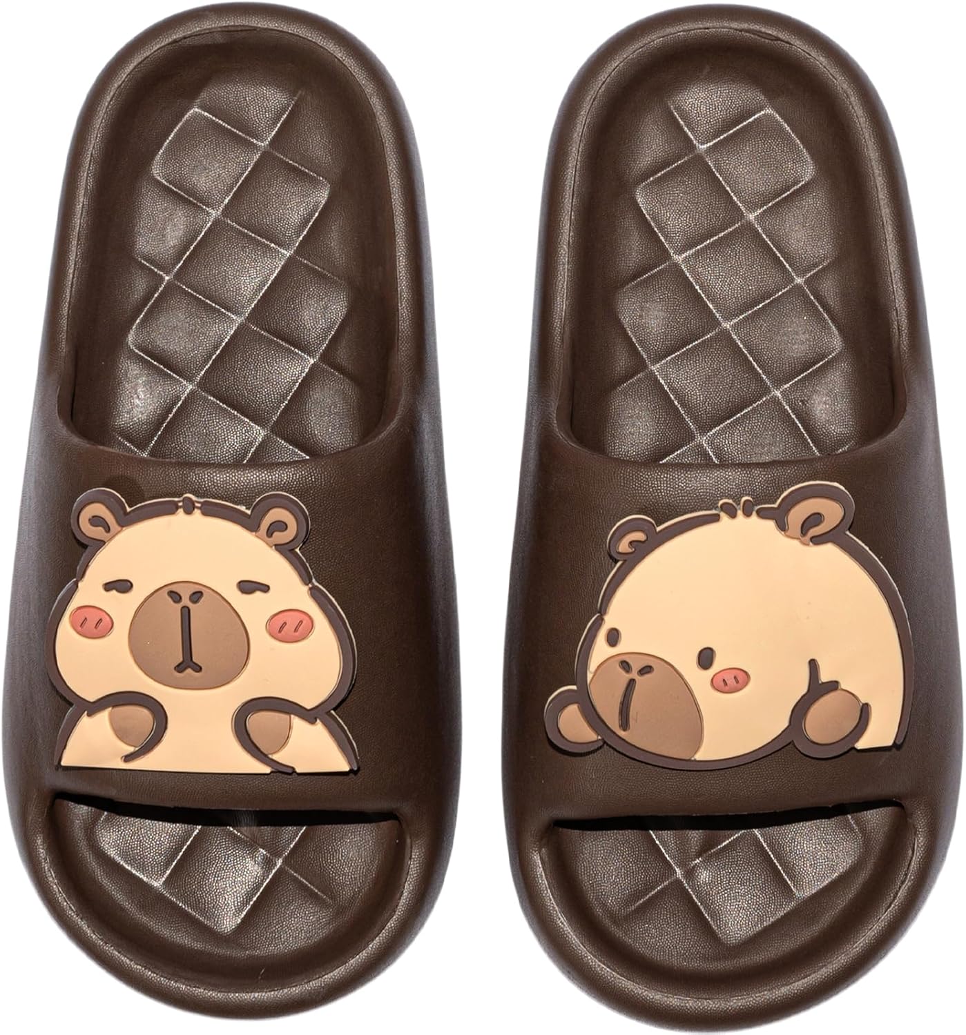 

Мужские и женские шлепанцы XIXITIAO с капибарой, милые тапочки с изображением капибары, нескользящие быстро сохнущие обувь для душа, летние забавные открытые шлепанцы, шоколадный