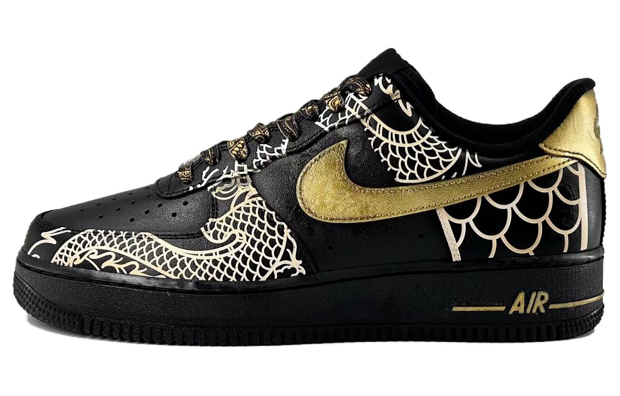 

Кроссовки Nike Air Force 1 Low-Top Skateboard Мужские Чёрные Золотые