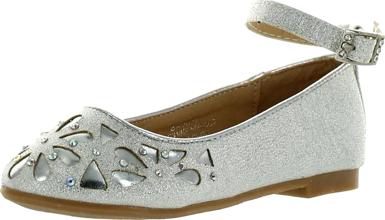 Детские туфли для девочек с перфорацией и стразами Ba0037 LJ-Adorababy, Silver