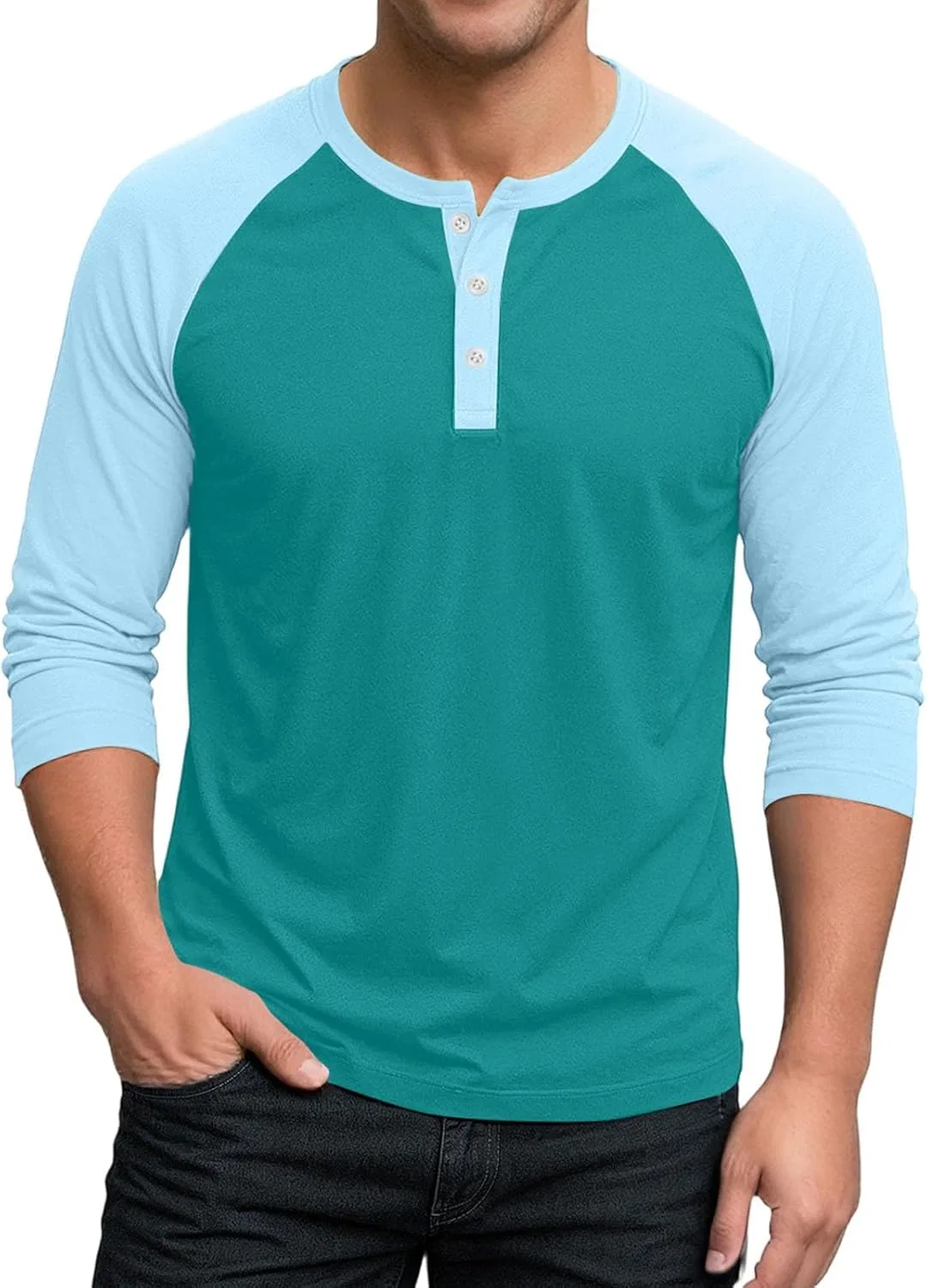 Мужская спортивная футболка с 3/4 рукавом реглан, Turquoise