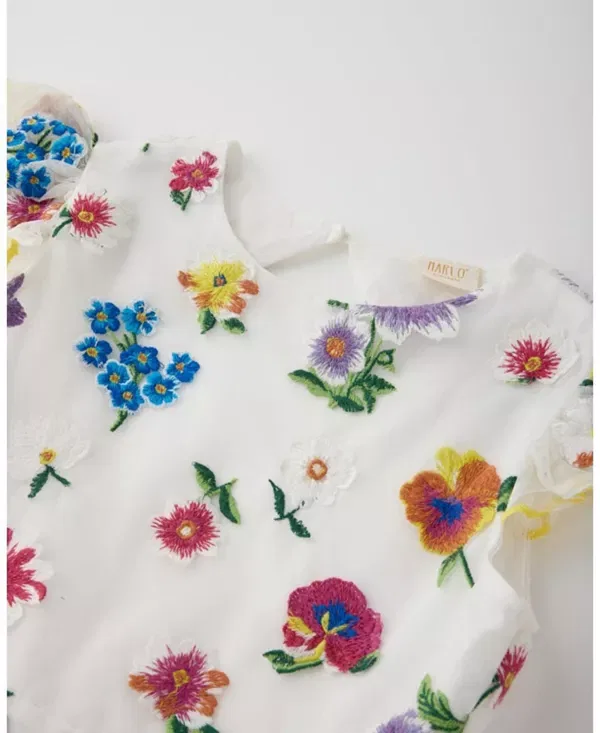 Детское платье для девочек с принтом Carly Embroidered Mini Dress Marlo Kids, мультиколор — фото 3