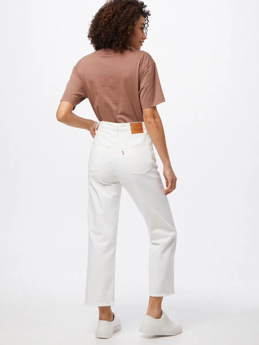 Джинсы LEVI'S свободного кроя «Ribcage Straight Ankle Jeans» белого цвета — фото 4