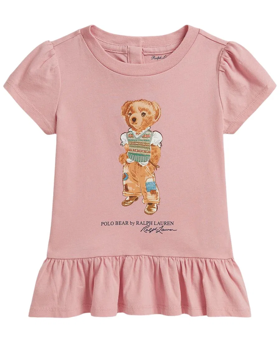 Топ с воланами и принтом Polo Bear Polo Ralph Lauren, Adirondack Rose