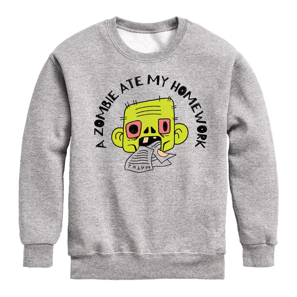 Детское худи с длинным рукавом A Zombie Ate My Homework Instant Message, Athletic Heather