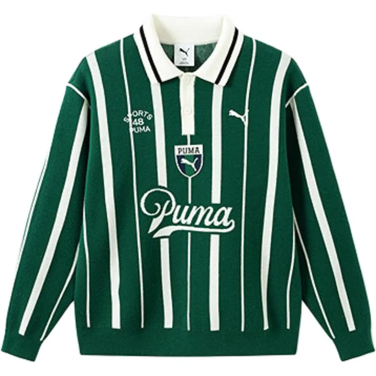 Детский свитер с воротником-поло PUMA, Цвет Green White Tone 00341