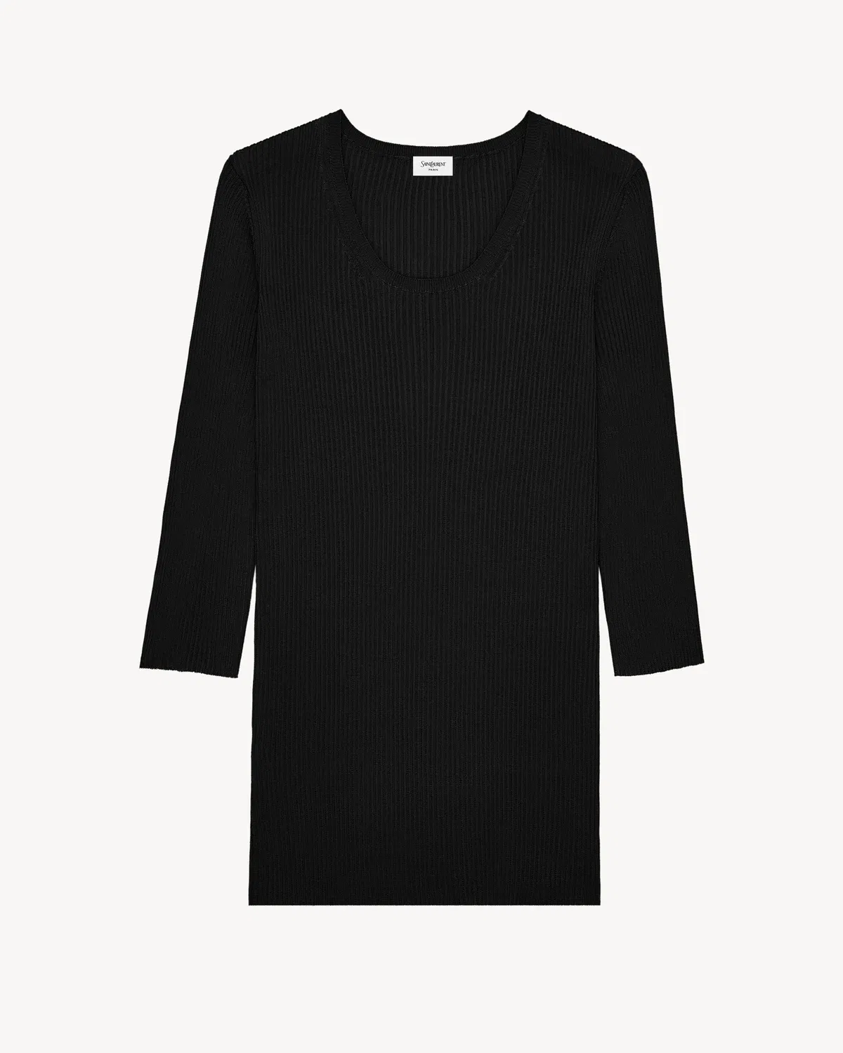 Длинный свитер из рубчатого трикотажа SAINT LAURENT, черный