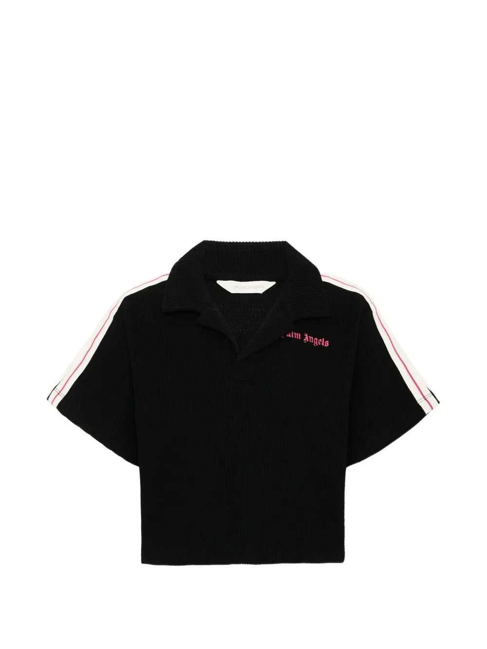 Футболка с вышитым логотипом и боковыми полосками Palm Angels Kids, черный