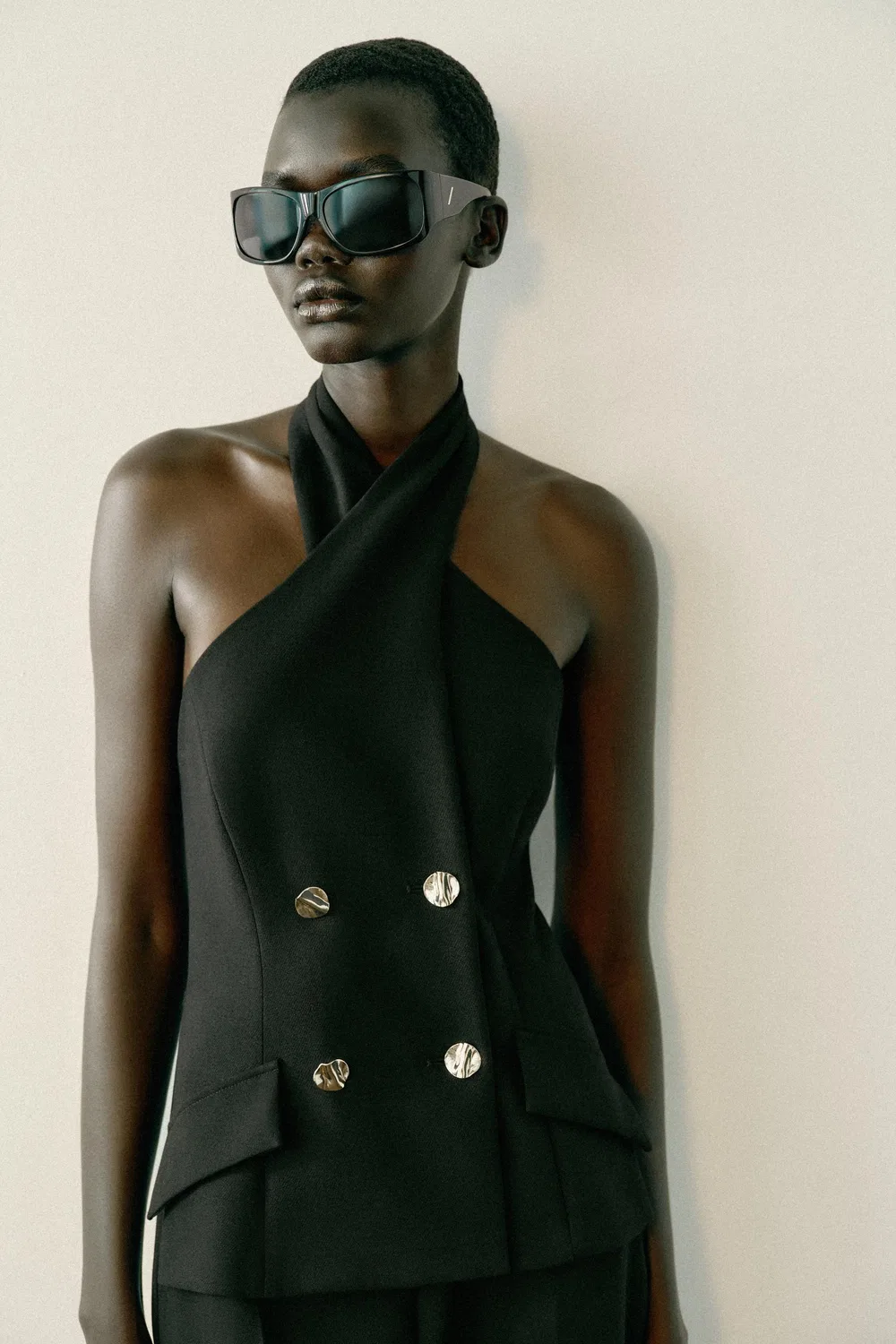 Комбинезон с перекрещивающимися бретелями через шею ZARA, Black — фото 3