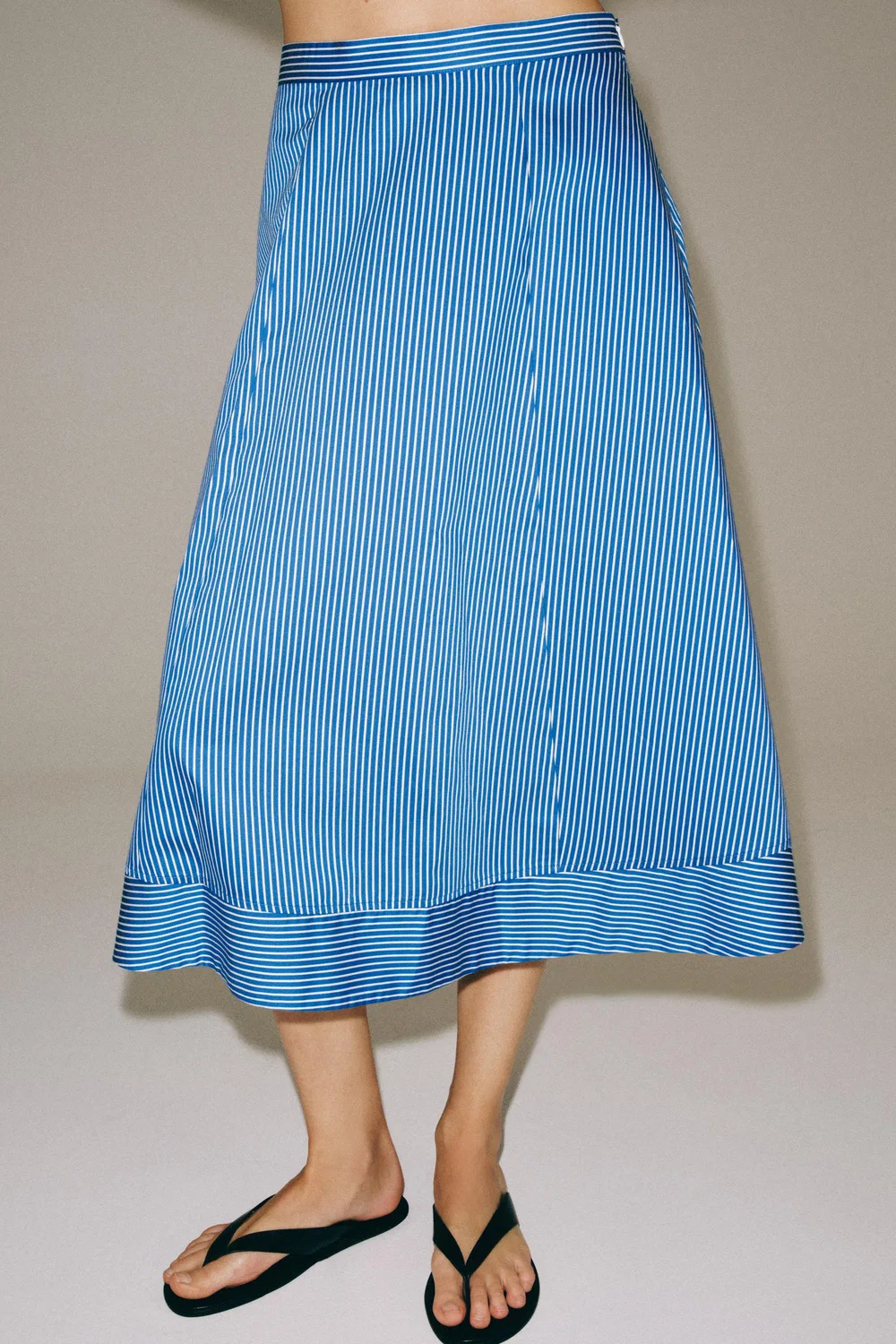 Полосатая юбка А-силуэта из коллекции ZW ZARA, Blue/White — фото 2