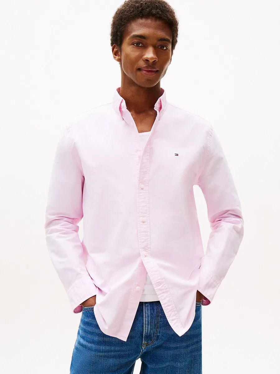 Рубашка TOMMY HILFIGER Regular fit на пуговицах, цвет «Regular Fit Flag Embroidery», розовая — фото 2