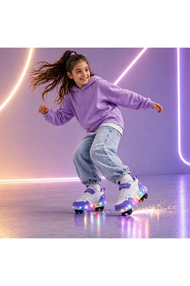 Детские кроссовки-ролики на колесах с подсветкой Buruni, Glow More — фото 2