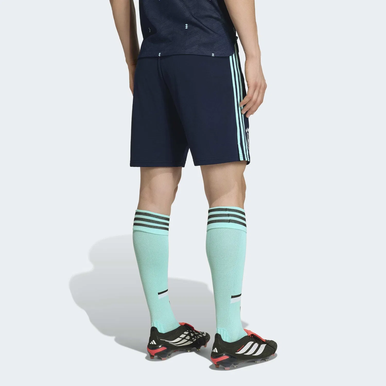 Спортивные шорты Adidas Performance Regular Workout Pants Germany 26 Away в темно-синем и бирюзовом цветах — фото 4