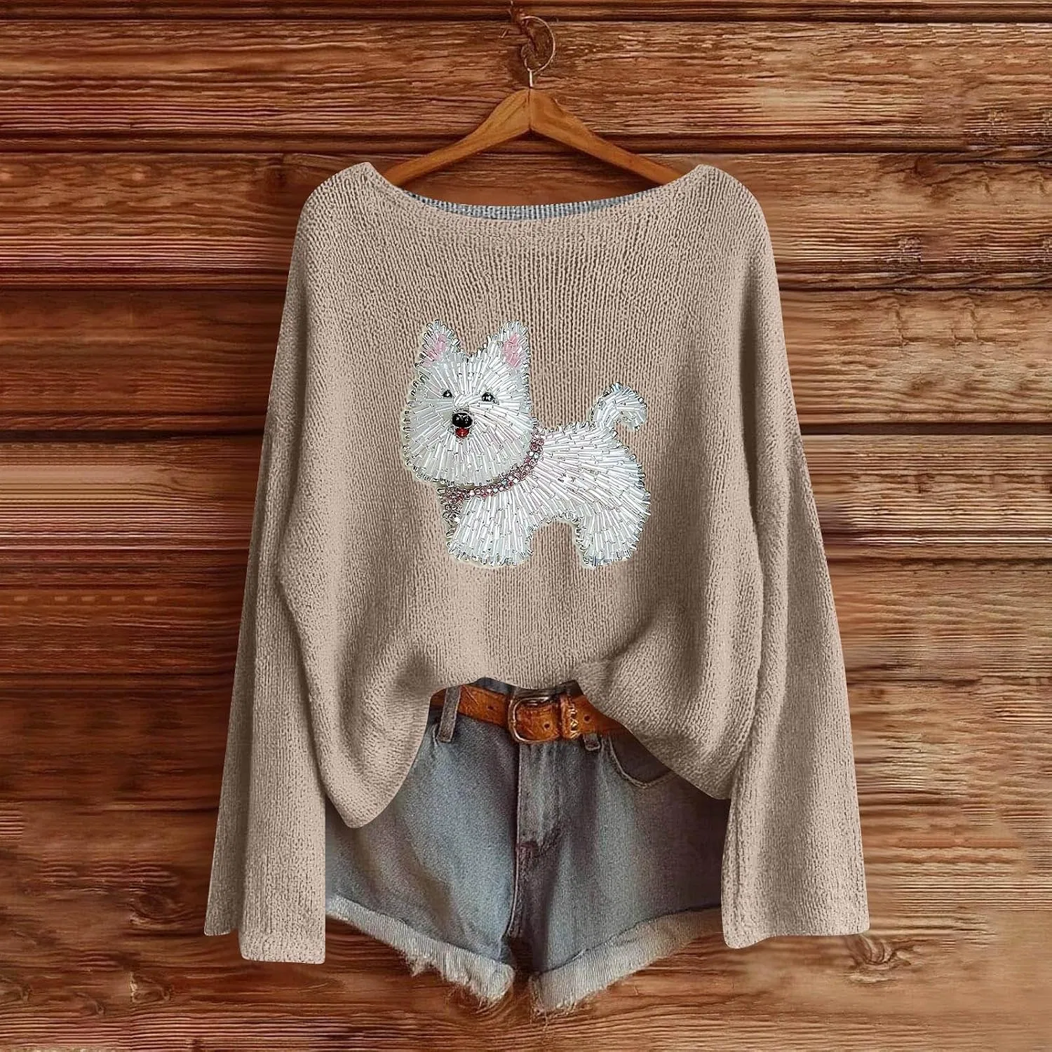 Женский свитер с длинным рукавом, модель X-09 Khaki — фото 2