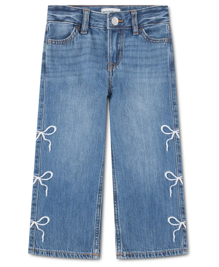 Джинсы свободного кроя с бантами по бокам abercrombie kids, Finesse Blue