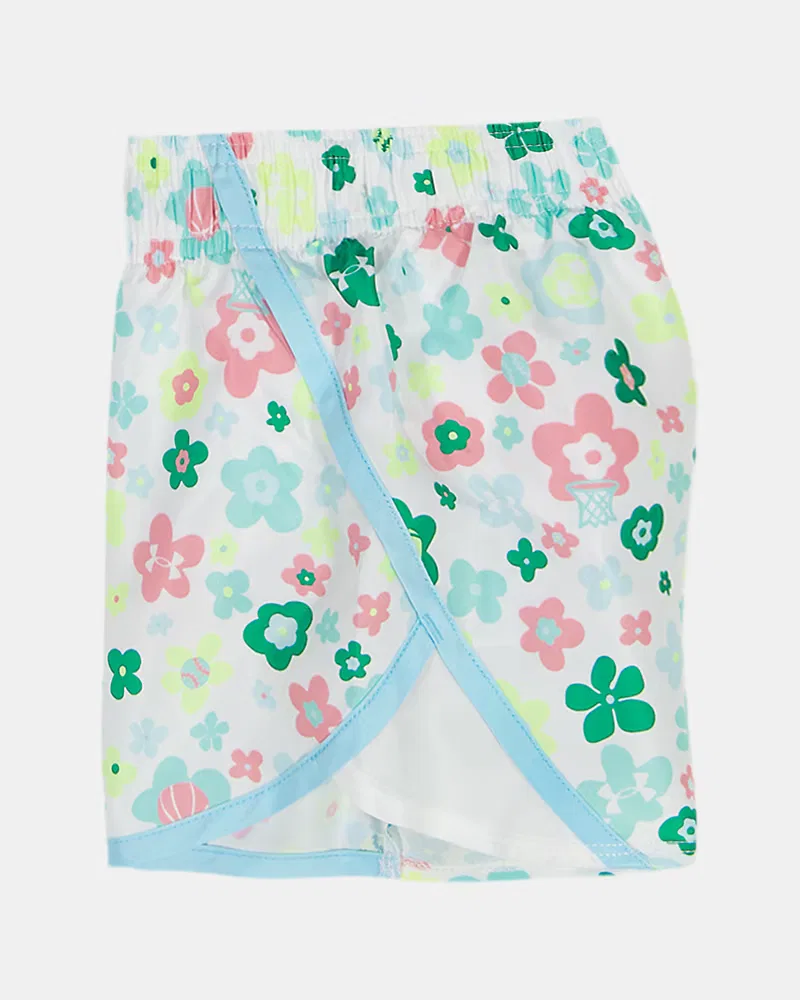 Комплект для девочек из футболки и шорт, быстросохнущий, UA Floral Logo Woven Microfiber UnderArmour, Stream/Reflective — фото 4