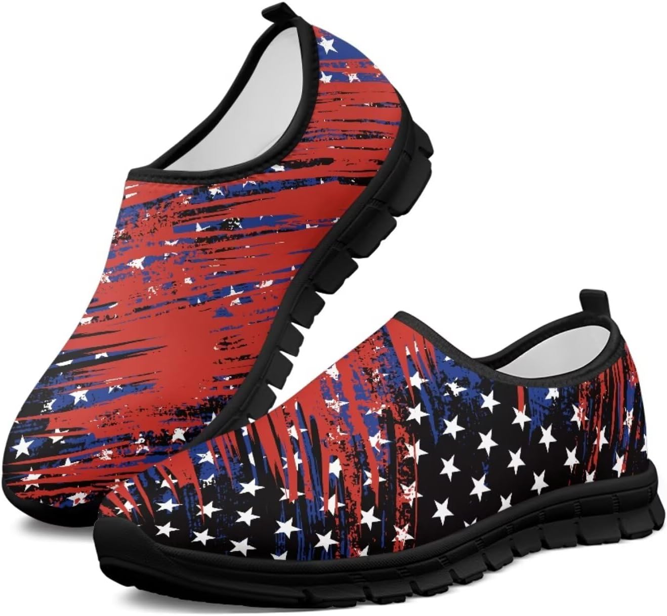 

Мужские слипоны Howilath с принтом флага, повседневные кроссовки для прогулок, обувь без шнурков с подошвой из ЭВА, красный