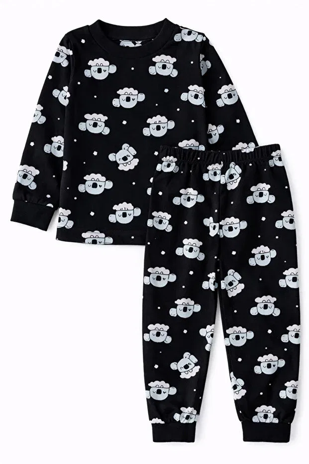 Детский комплект пижамы из микрозамши с принтом Unisex Ozbaby.Com, Black — фото 2