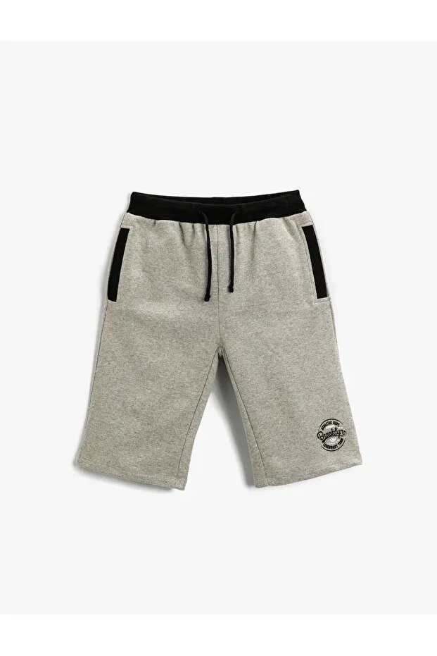 Детские шорты для мальчиков с принтом Slogan printed shorts cotton waist tied Koton, Gray