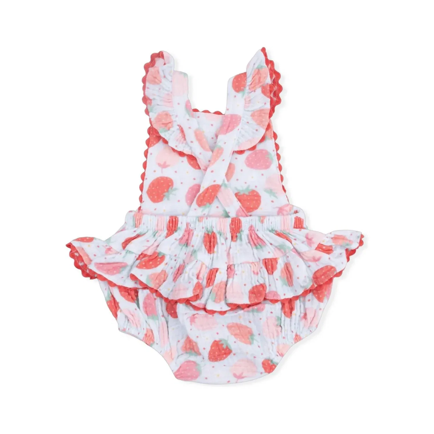 Детский боди-комбинезон с принтом Strawberry Bliss Muslin Ric Rac Angel Dear, мультиколор — фото 2
