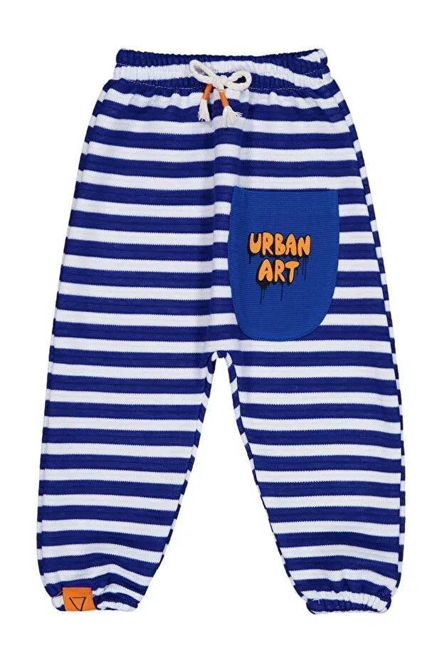 Детские спортивные штаны для мальчиков с принтом Urban art printed striped Civil Boys, Saks Blue
