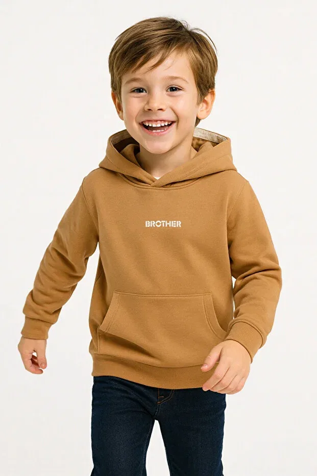 Детское худи для мальчиков хлопковое с принтом Divonette, Beige