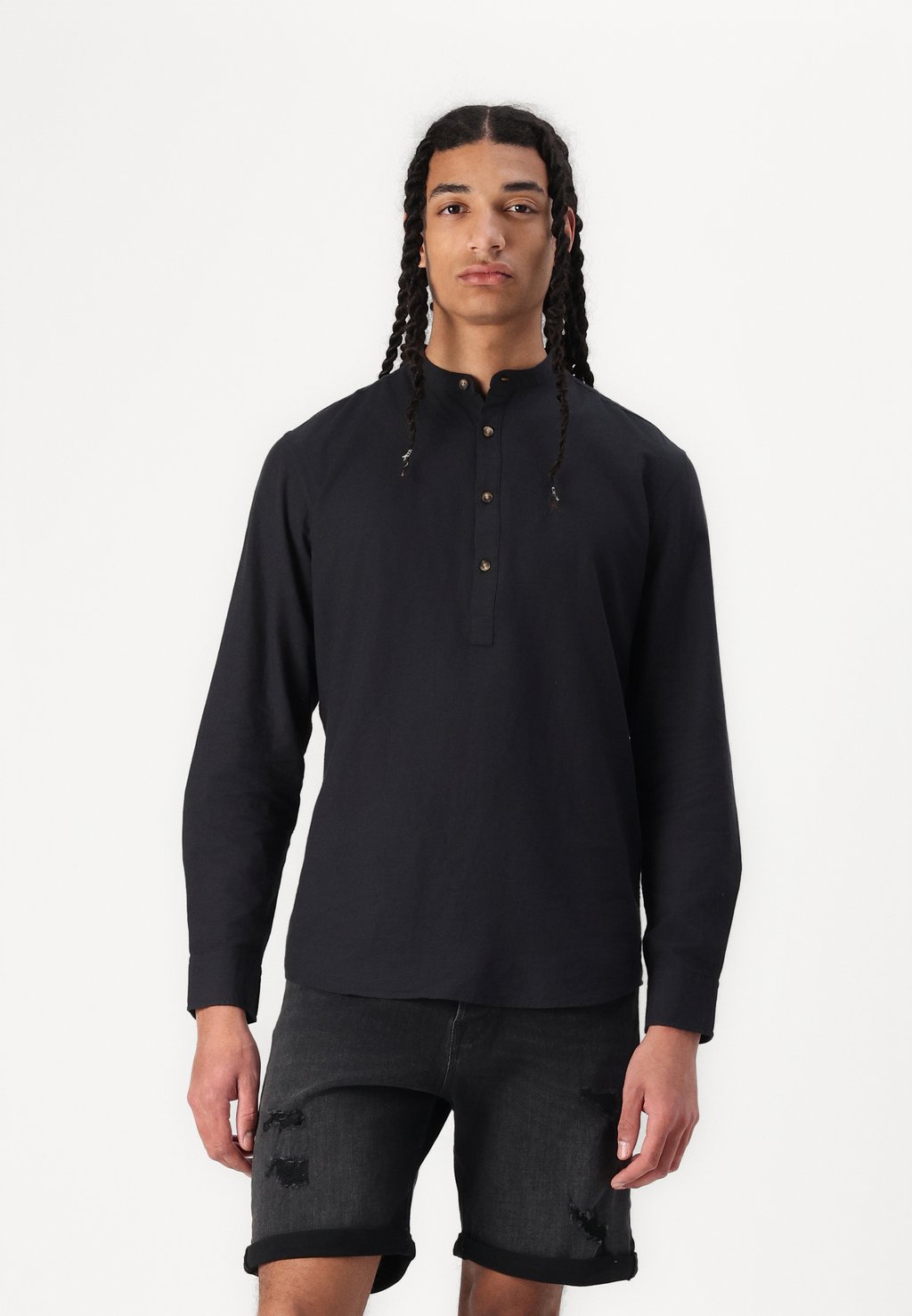 

Рубашка JJESUMMER HALF PLACKET SHIRT Jack & Jones, черный