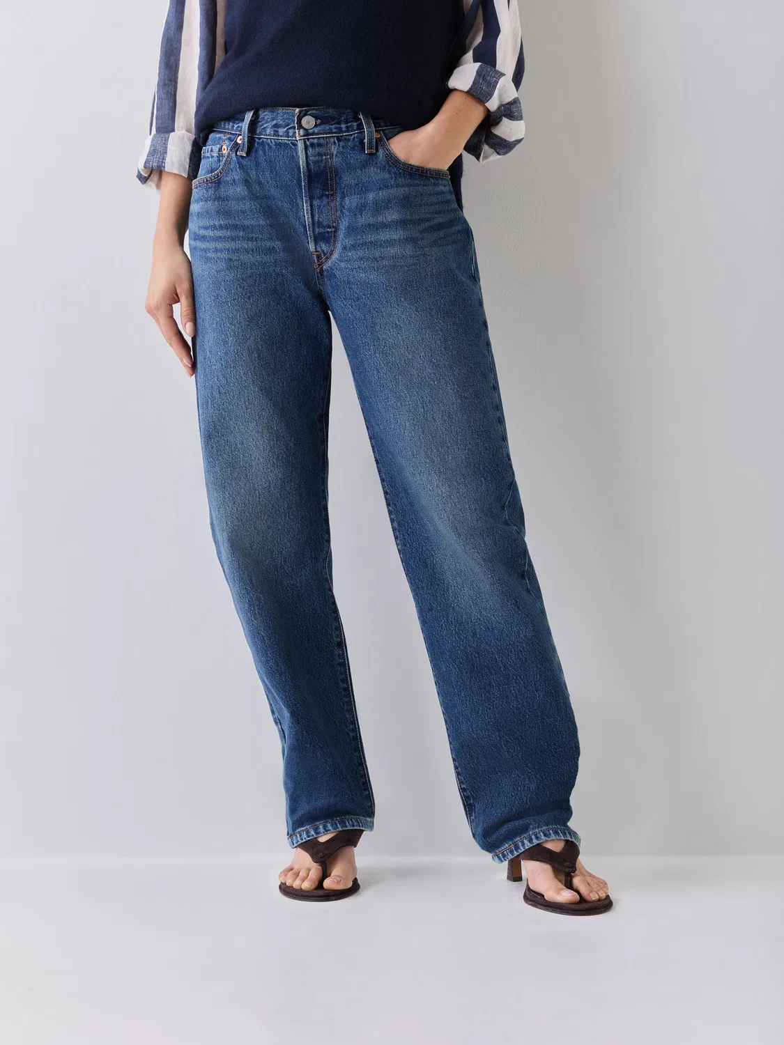 Синие прямые свободные джинсы Levi's Flash Full 501 в стиле 90-х — фото 2