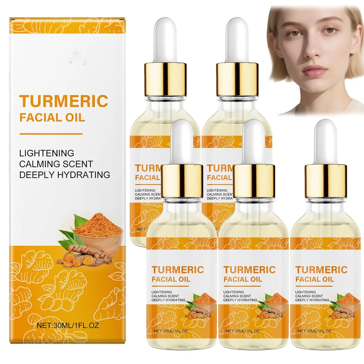Масло для лица Turmeric Facial Oil, YUNFAX, 30 мл, 5 шт.