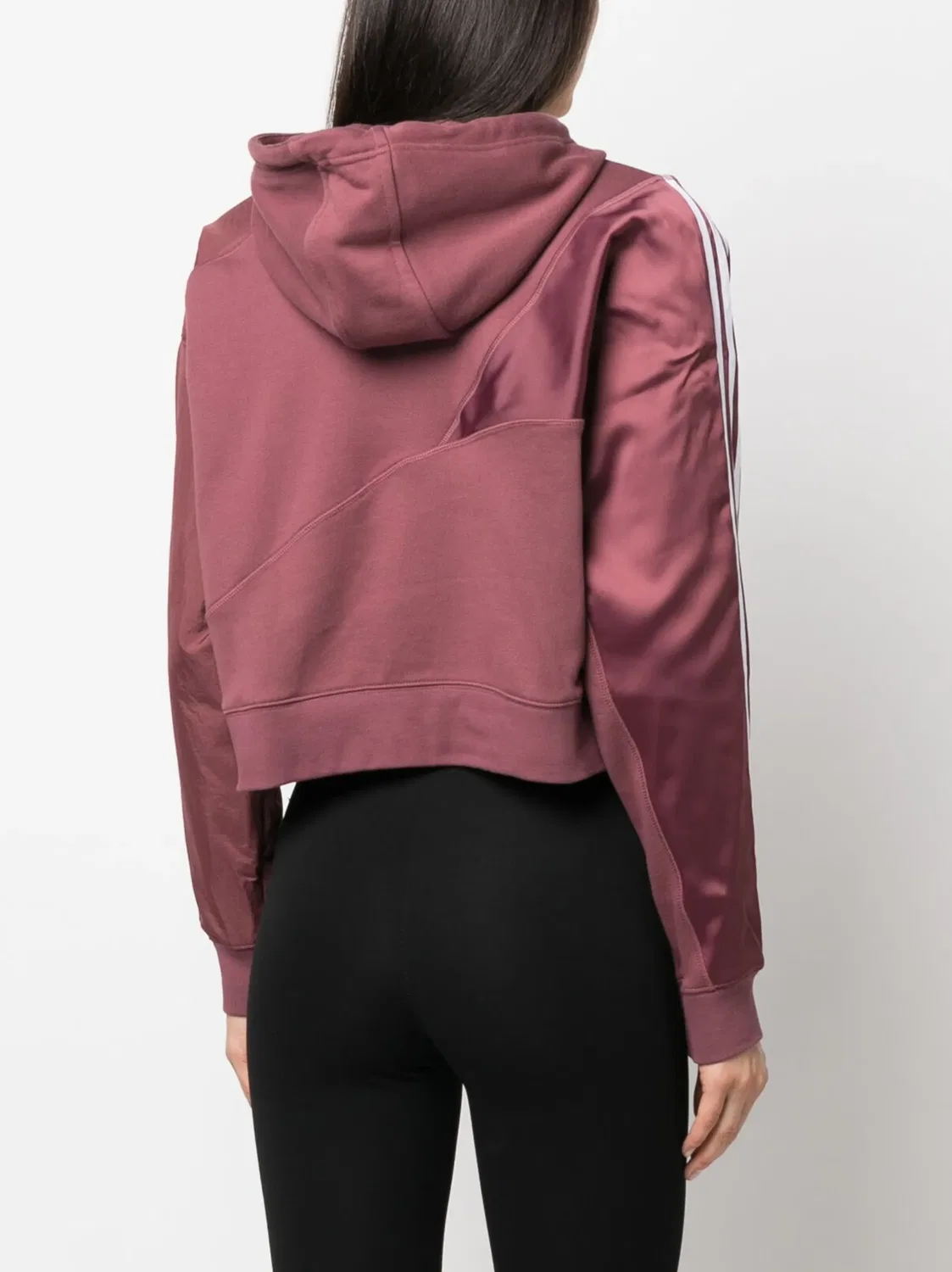 Кропнутый худи с завязками Adidas, винный красный — фото 4