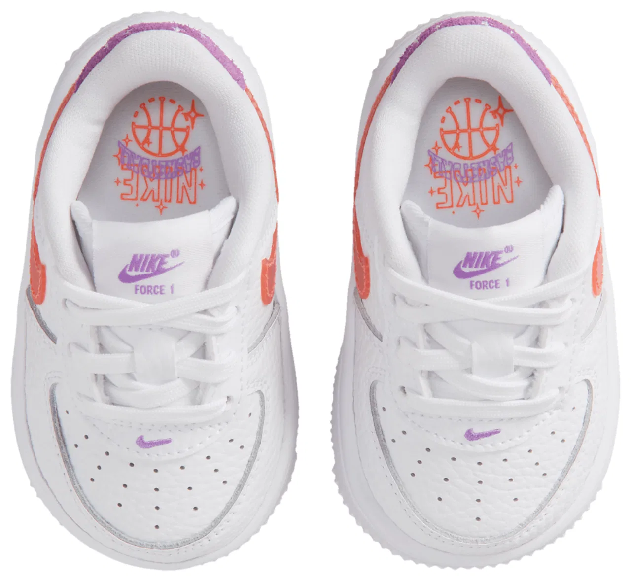 Кроссовки для мальчиков Air Force 1 Low BBall Lace Nike, цвет White/Bright Violet/Turf Orange — фото 4