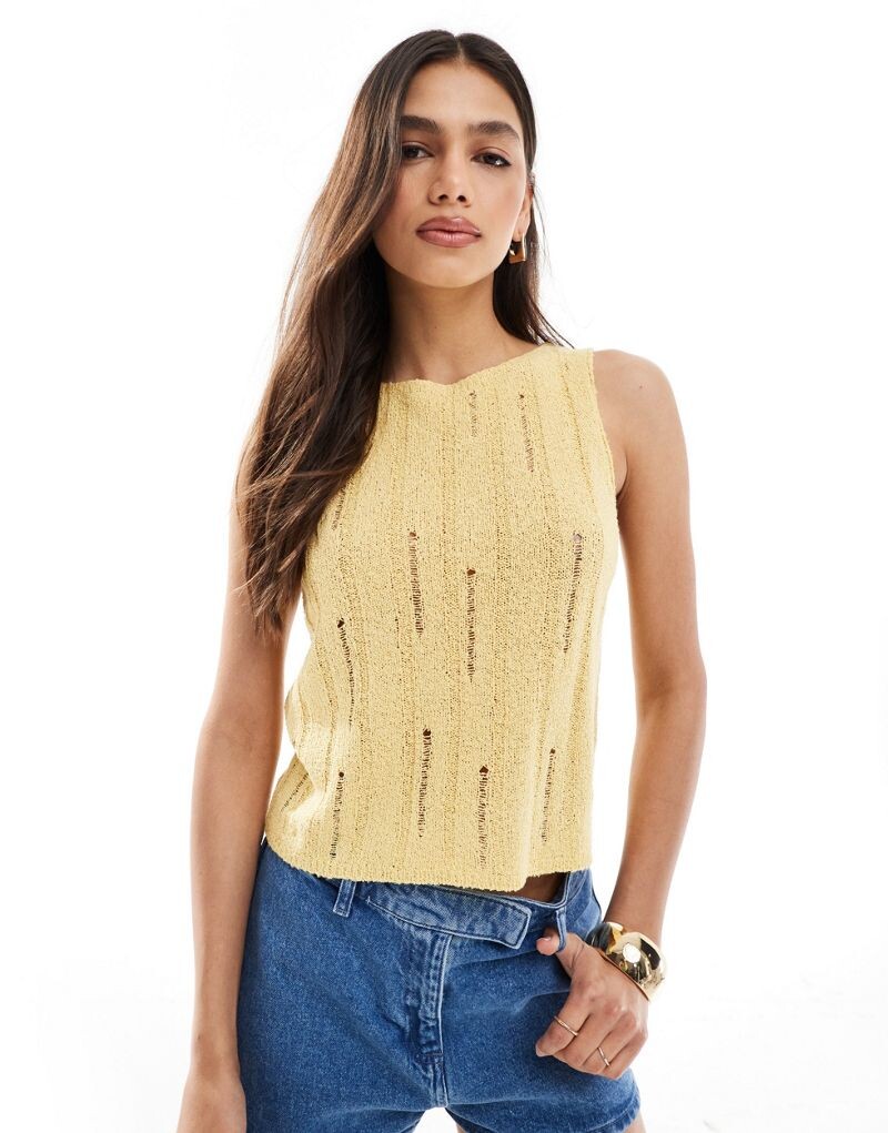 

Желтая вязаная майка из букле с лесенкой ASOS DESIGN