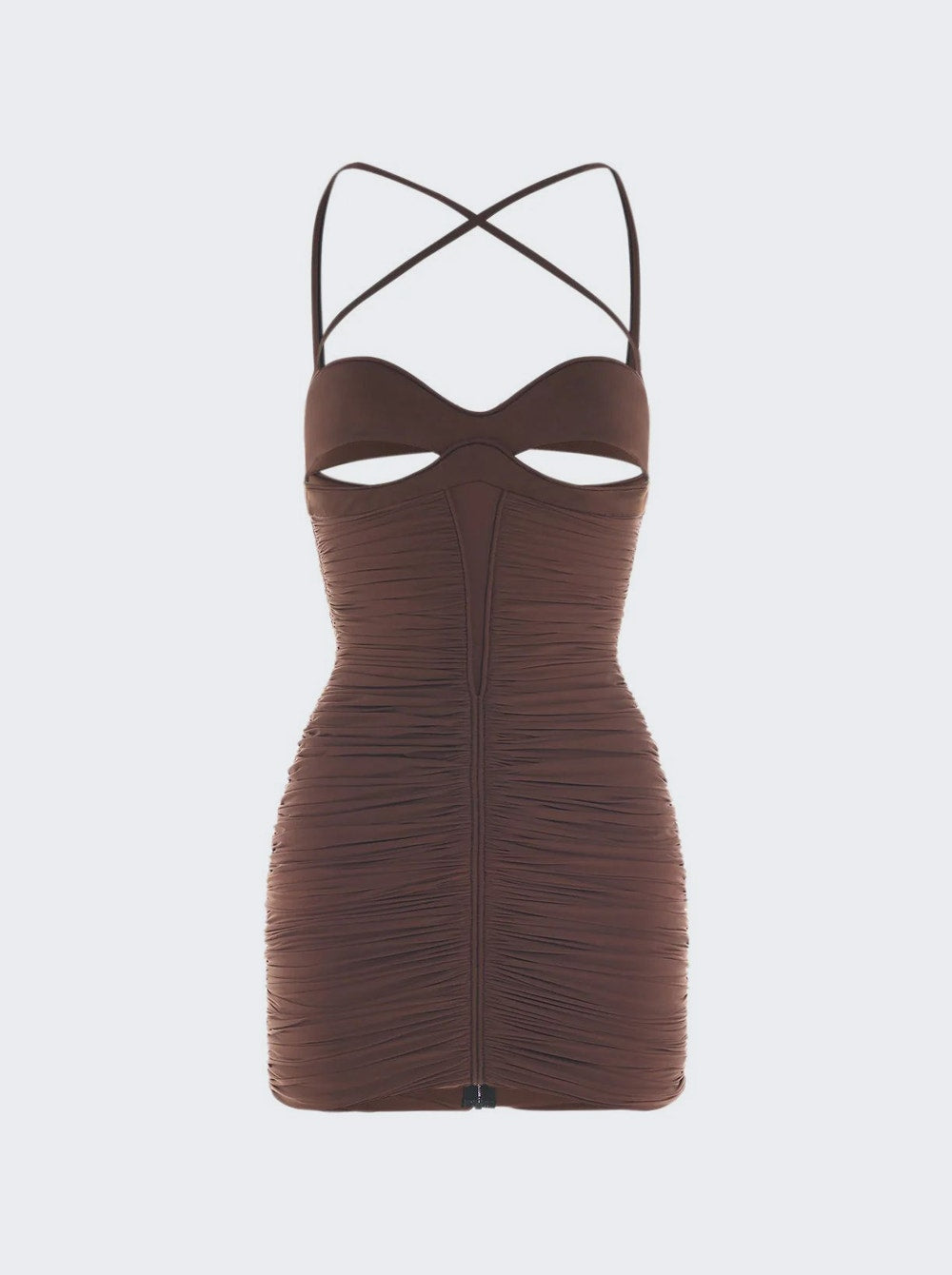 

Платье-мини с рюшами Mugler, цвет chocolate