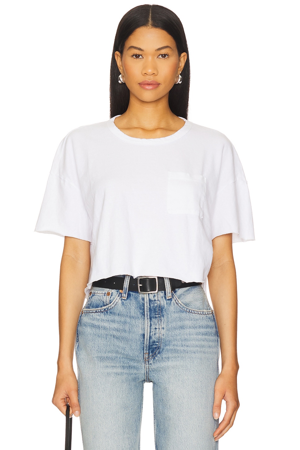 

Cropped футболка свободного покроя с карманом James Perse, white
