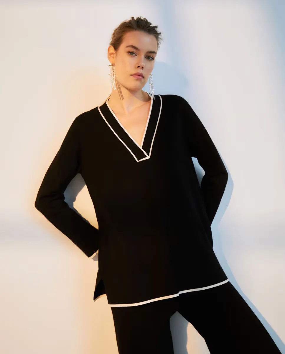 

Женская куртка-свитер с V-образным вырезом Woman El Corte Inglés, чёрный