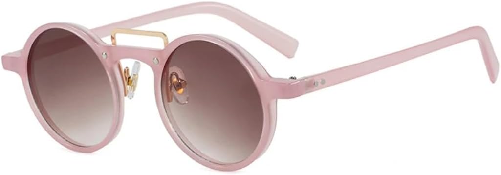 

Маленькие круглые солнцезащитные очки для женщин и мужчин, градиентная защита от УФ-излучения UV400, ретро-стиль, заклепки, панк, прозрачная оправа TVTBBVV, Jelly Pink Tea