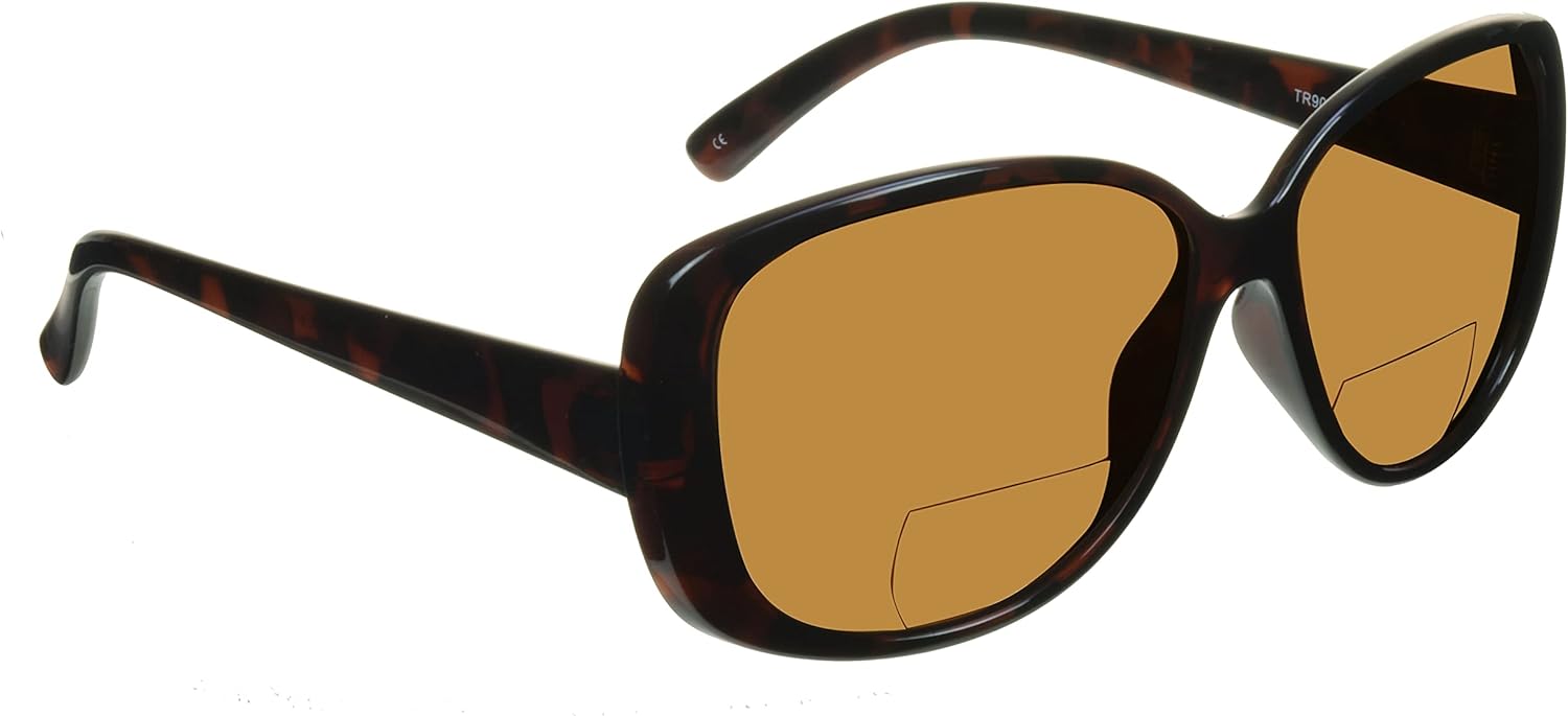 

Женские поляризованные бифокальные солнцезащитные очки proSPORT для чтения, серо-коричневые линзы, увеличенный размер, модель Jackie-O, черная коричневая оправа, Brown Lens With Hard Case