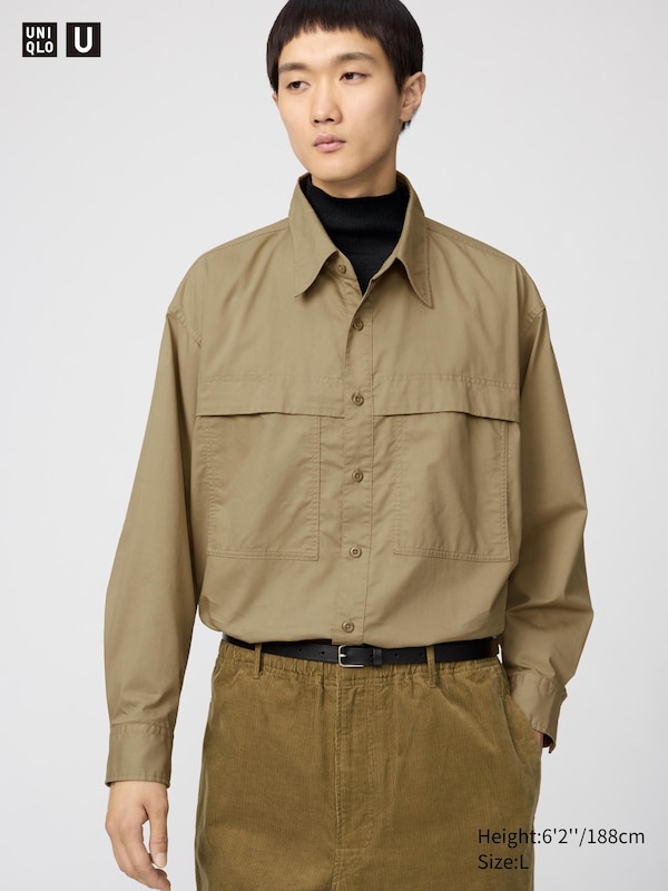 

Утилитарная рубашка-куртка Uniqlo, 33 khaki