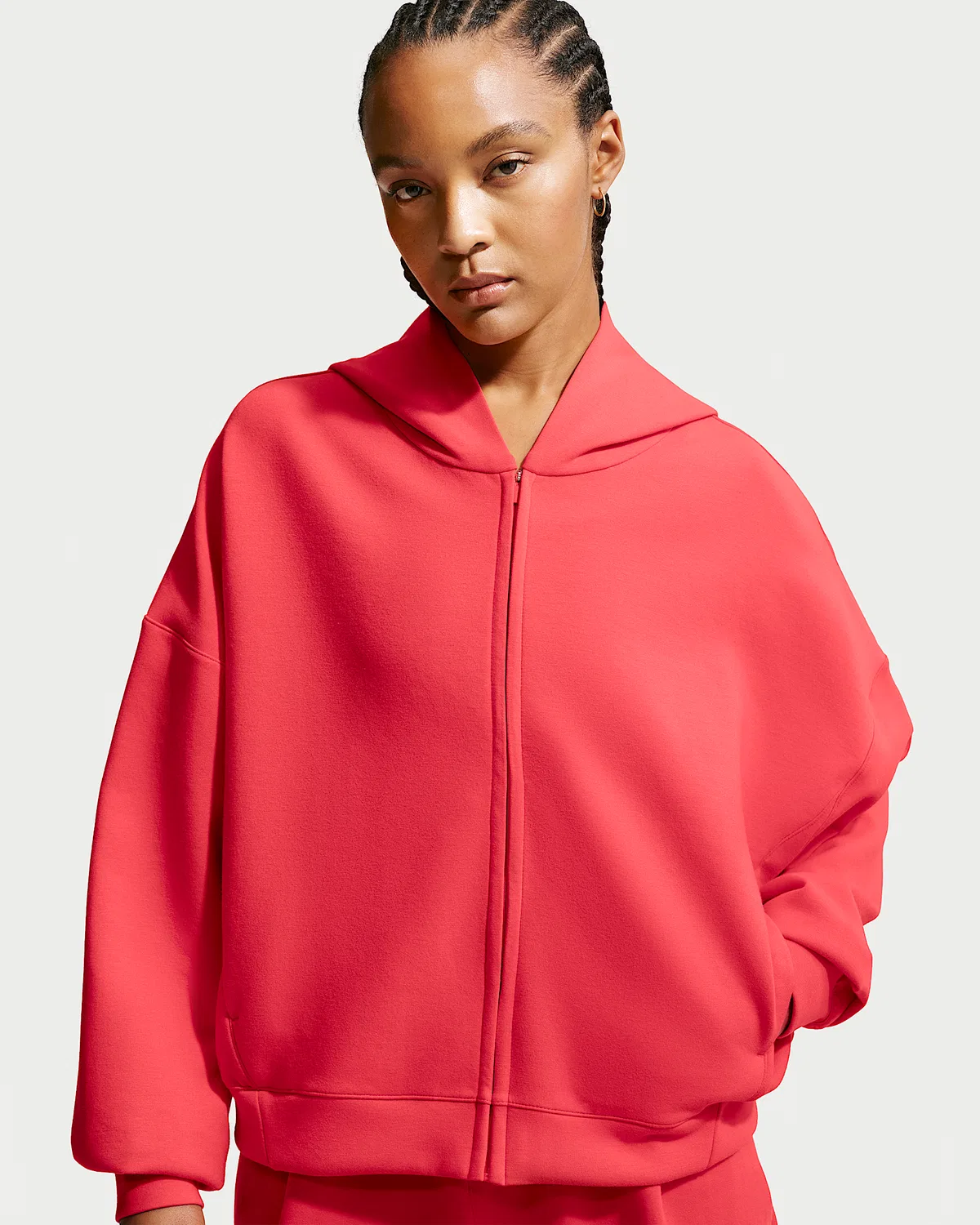 Женская худи на молнии Nike 24.7 ImpossiblySoft, Light Crimson/Black/University Red