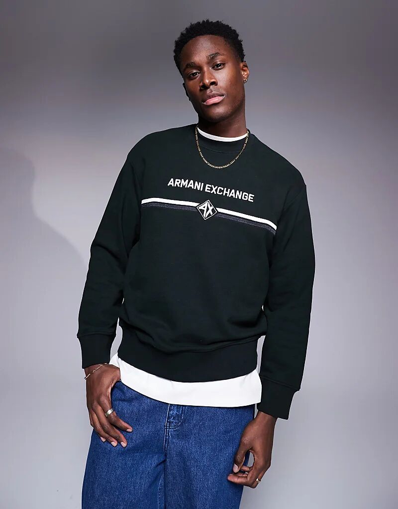 

Толстовка с логотипом на груди темно-зеленого цвета Armani Exchange