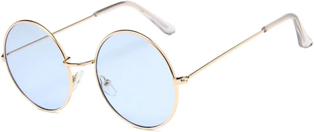 

Солнцезащитные очки с защитой от УФ-излучения UV400 | Металлические круглые линзы в стиле панк | Цветные линзы | Для женщин и мужчин | Для занятий спортом на открытом воздухе и вождения DSVIGF, Gold-blue