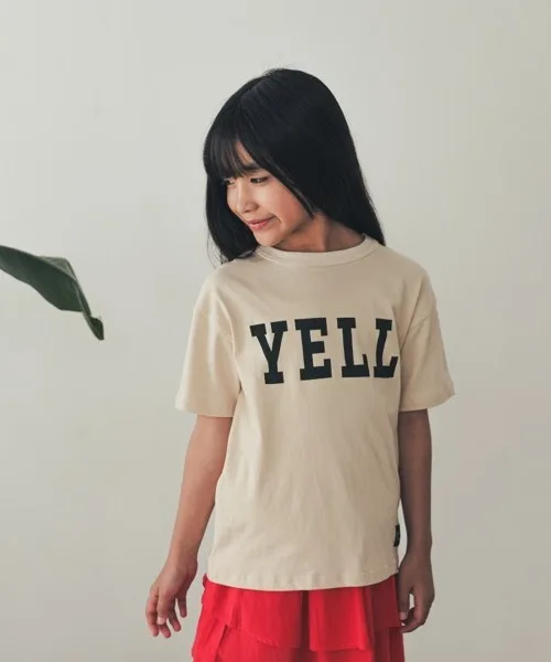 Детская футболка ZERO standerd YELL с логотипом цвета слоновой кости