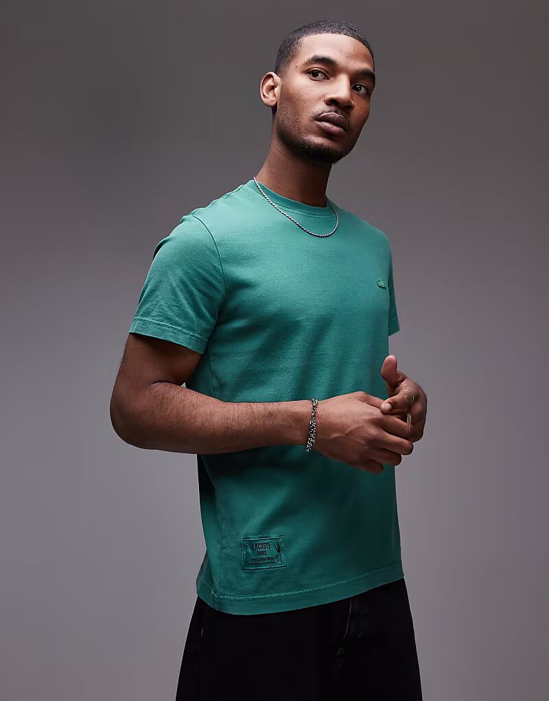 

Футболка Lacoste зеленого цвета с эффектом покраски