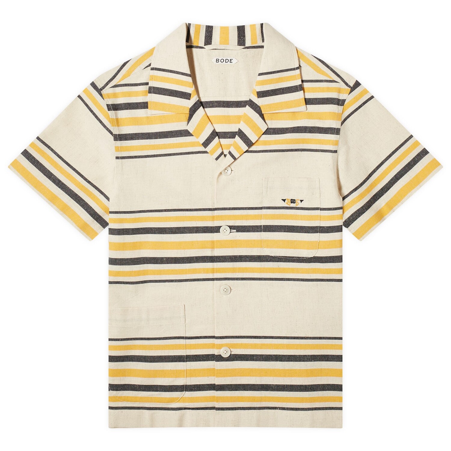 

Рубашка с коротким рукавом Bode Namesake Stripe Vacation Shirt, цвет Ecru & Multi