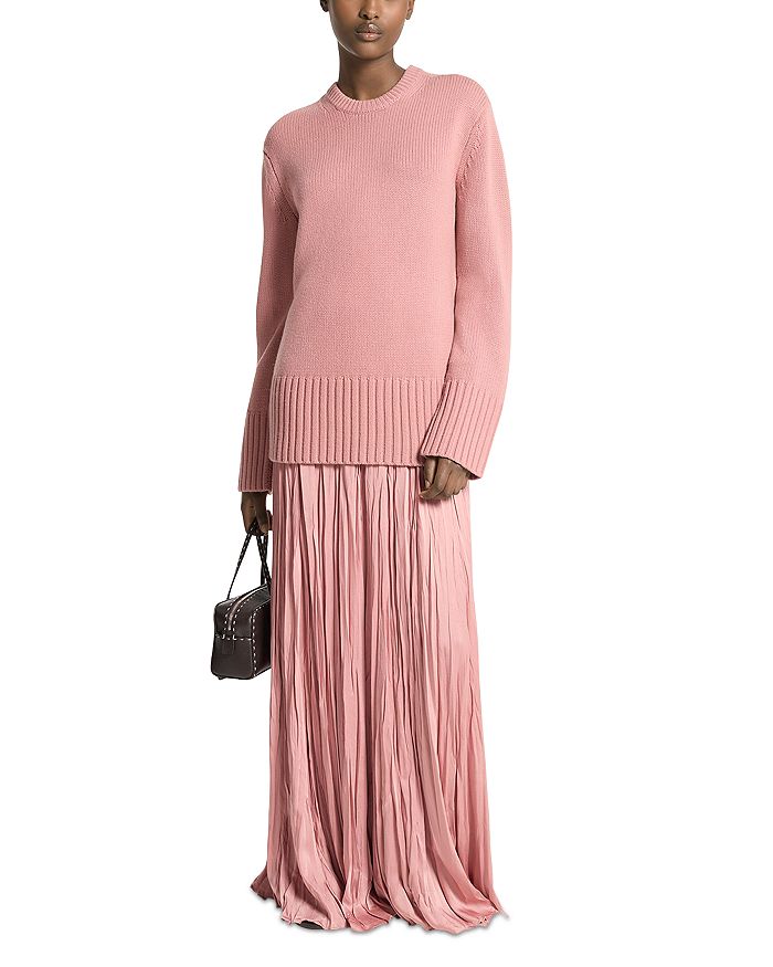 

Кашемировый свитер-туника с круглым вырезом Michael Kors Collection, розовый