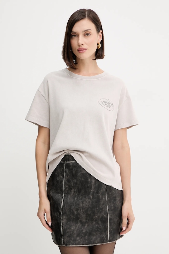 

Хлопковая футболка Patrizia Pepe, бежевый