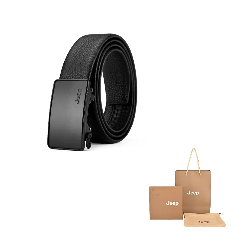 

Jeep Кожаный ремень из коровьей кожи мужской черный 3,5 см