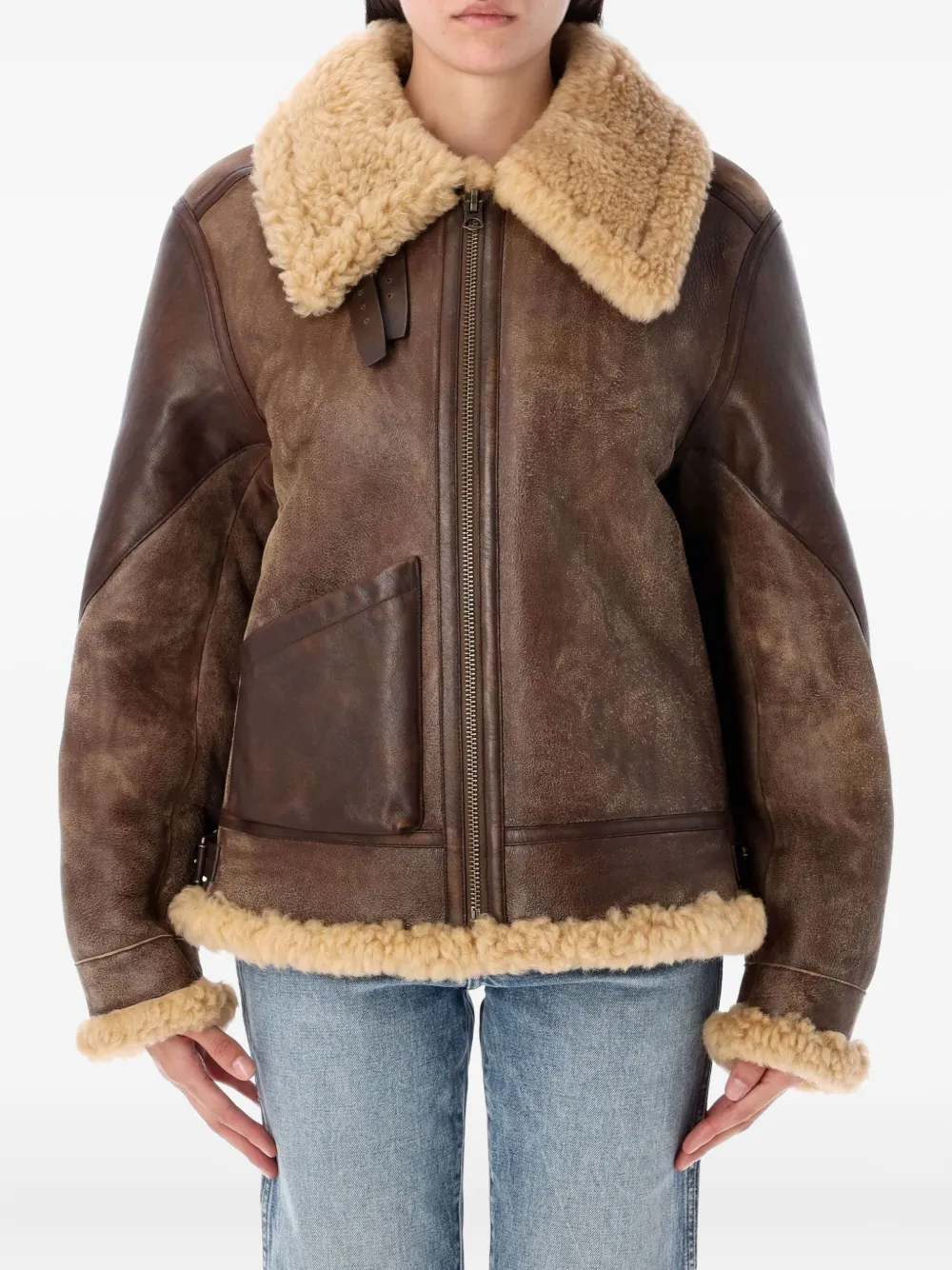 

Куртка с отделкой из овчины Ralph Lauren Collection, коричневый